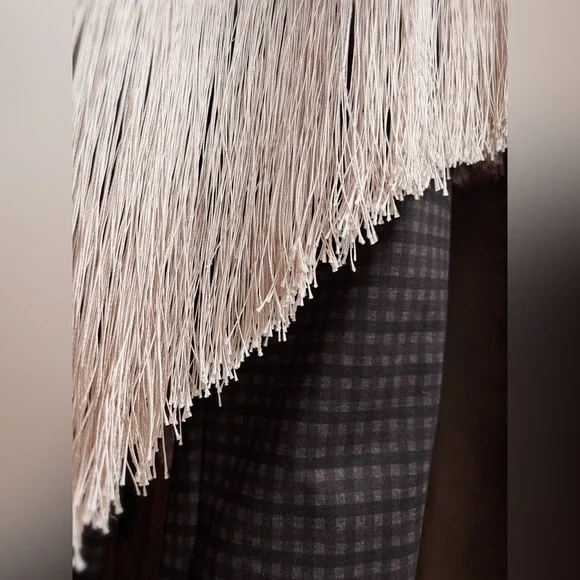 Free People Fringy Poncho S NWT Tan CreamLuxe Boho Winter Layer